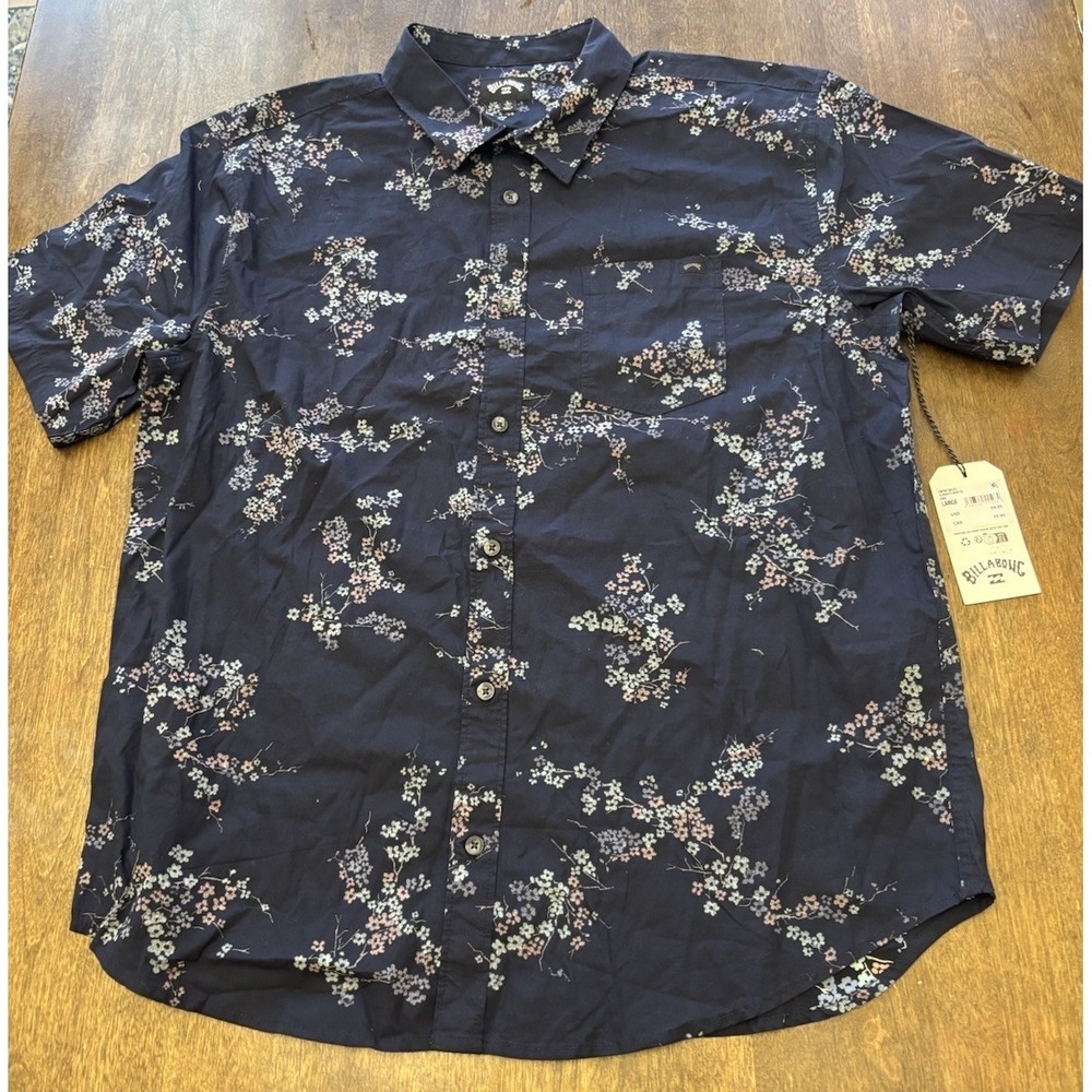 Billabong Mens Sundays Mini Short Sleeve Shirt Navy Floral Large ABYWT00232